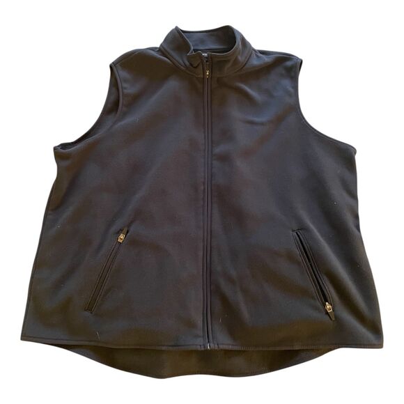 EUC Navy Blue Lands End Zip Up Fleece Vest Womens XL Gorpcore Sporty - Picture 1 of 10